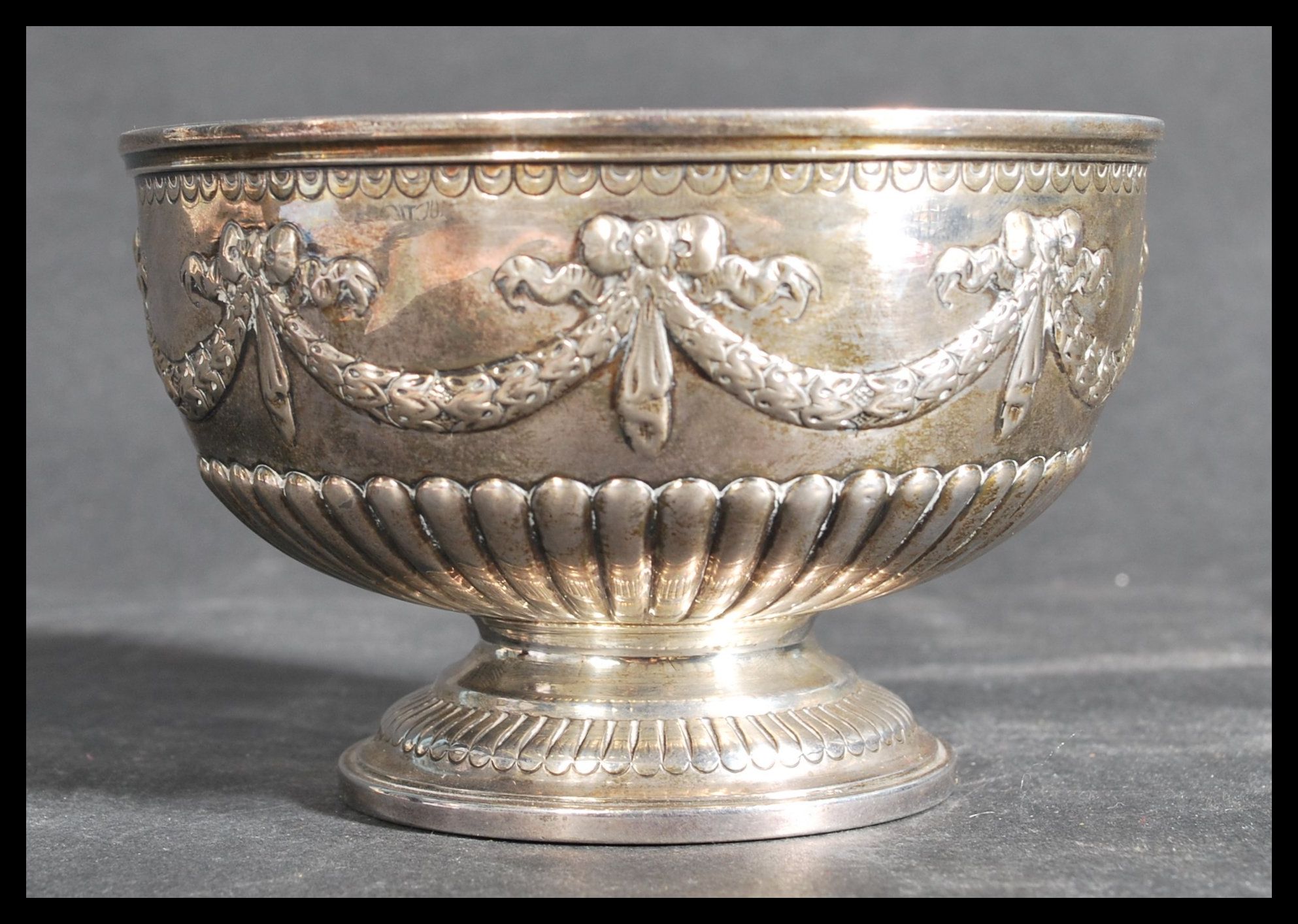 A 19th century silver hallmarked footed bowl by John Aldwinckle & Thomas Slater raised on a - Image 3 of 7