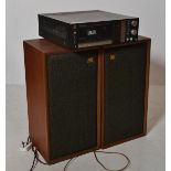 A pair of vintage 20th Century teak cased Wharfedale steroe speakers together with a Technics