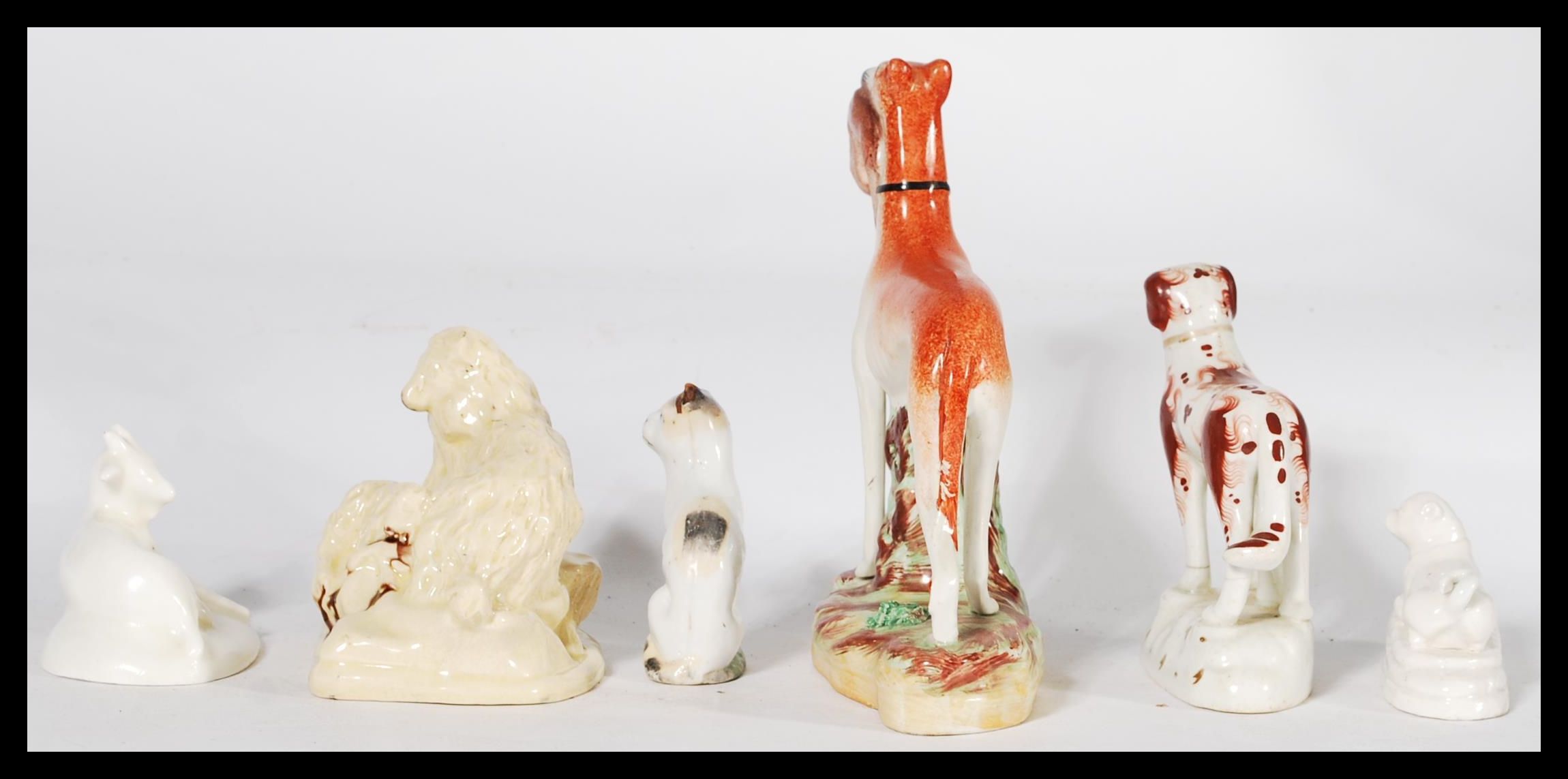 A group of Staffordshire ceramic figures of animals dating from the 18th century to include Canary - Image 4 of 7