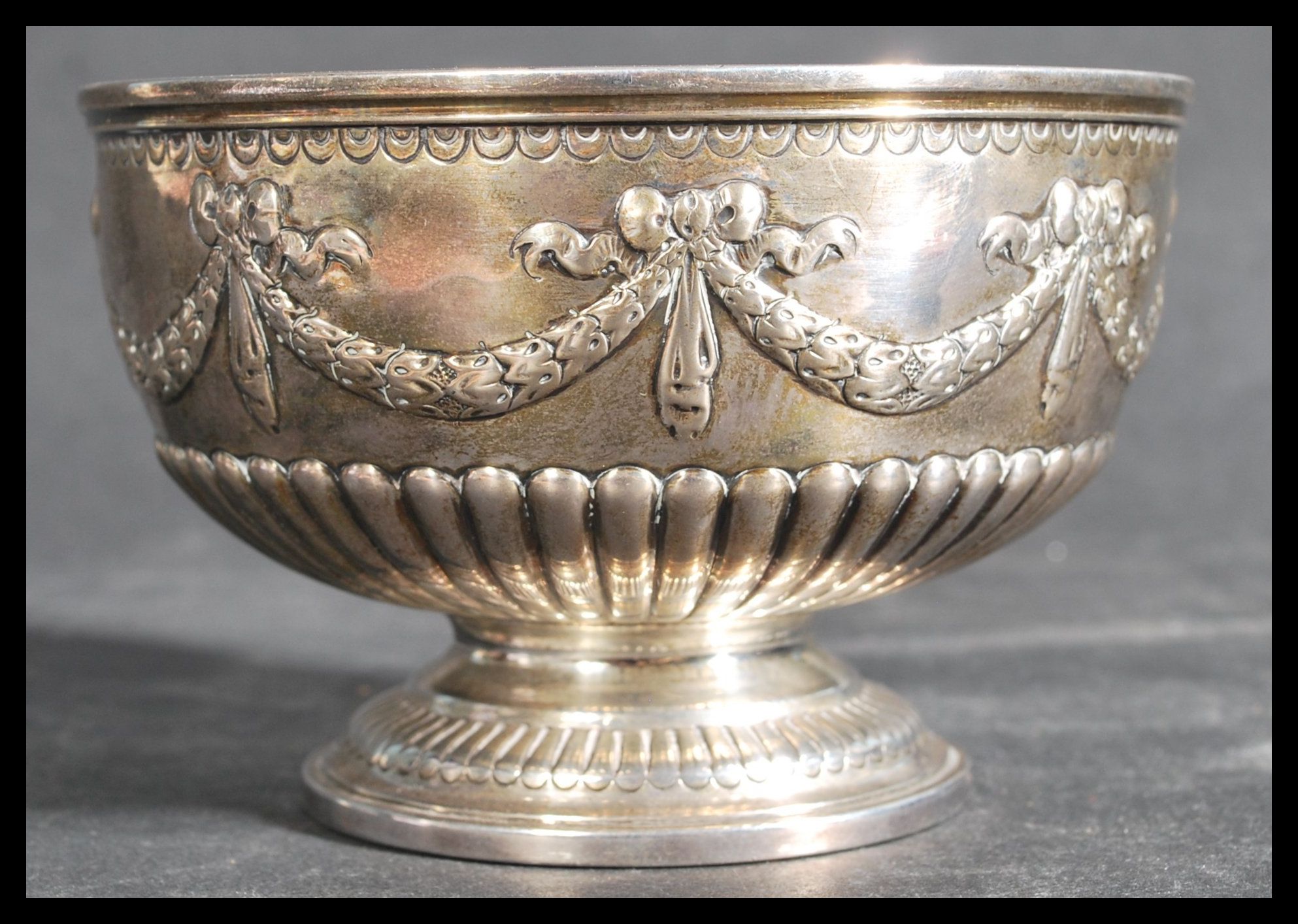 A 19th century silver hallmarked footed bowl by John Aldwinckle & Thomas Slater raised on a - Image 2 of 7