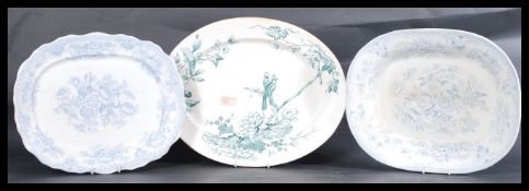 A set of 19th Century blue and white graduating ceramic meat platters by Davenport in the Asiatic