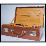 A fantastic gents vanity travelling suitcase / case fully appointed having various white metal