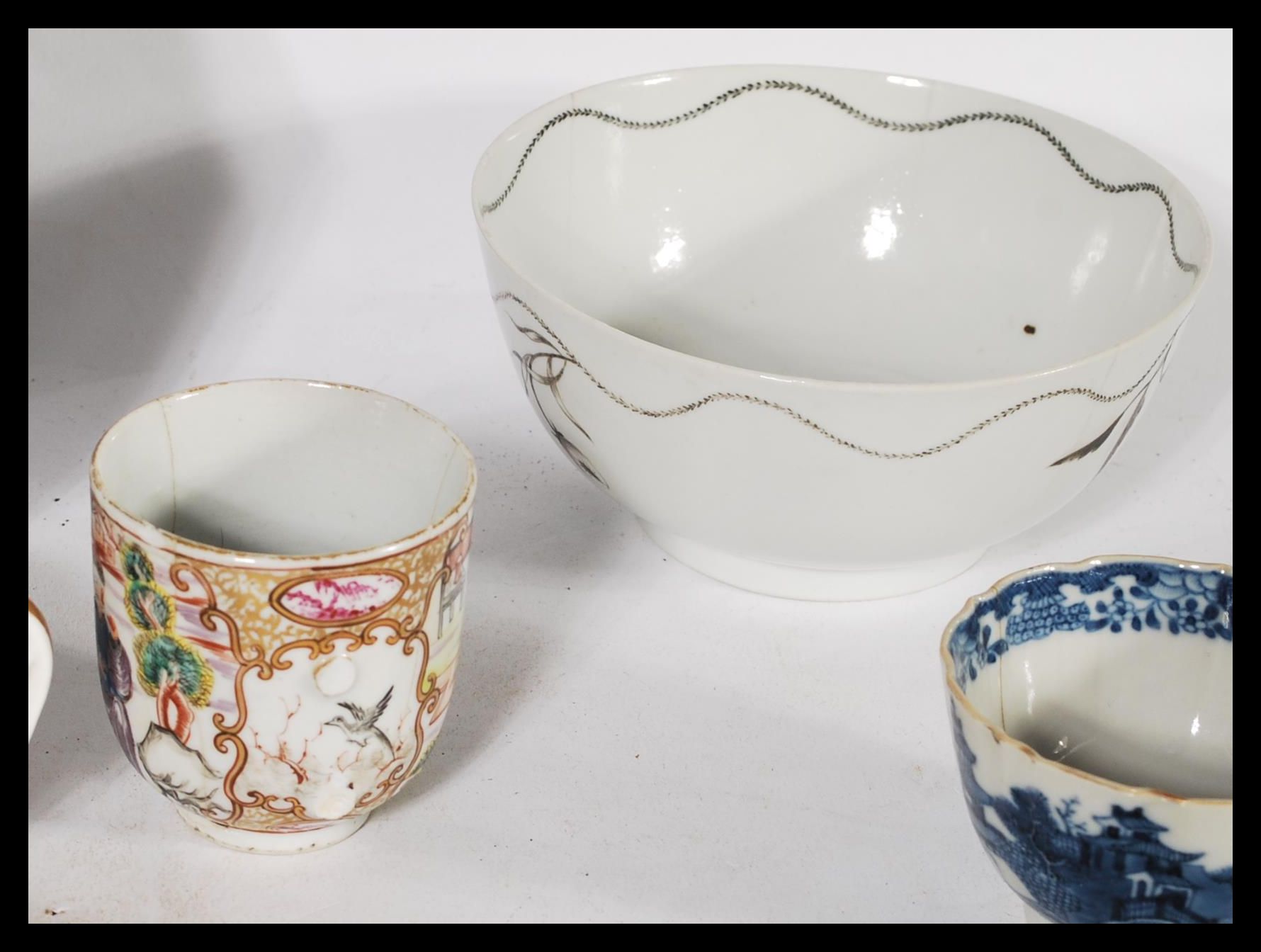 A collection of Chinese ceramics dating from the 19th century to include tea bowls , figures , bowls - Image 8 of 13