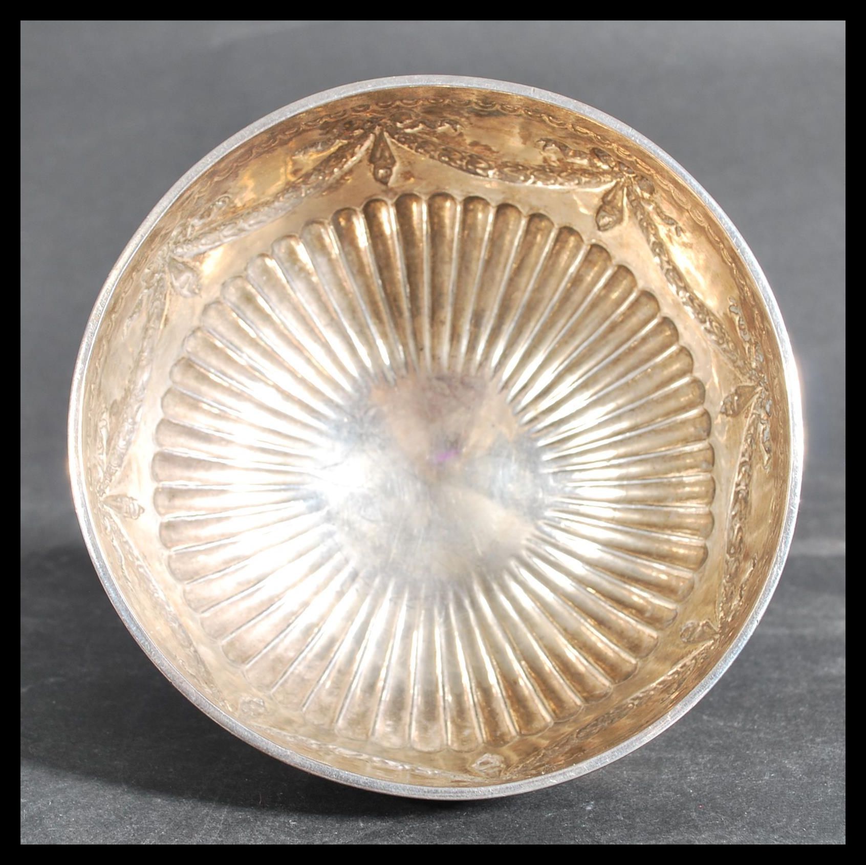 A 19th century silver hallmarked footed bowl by John Aldwinckle & Thomas Slater raised on a - Image 6 of 7
