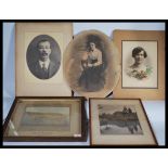 A collection of 19th Century portrait photographs together with a framed and glazed photograph