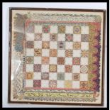 A believed 19th century hand painted chess board w