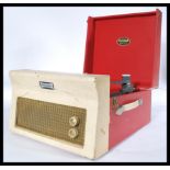 A vintage 20th Century two tone portable Dansette Major De Lux 21 record player, BSR four speed