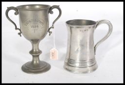 Two pieces pf 19th century Victorian Pewter to include a Bristol Parnall and Sons tankard and an