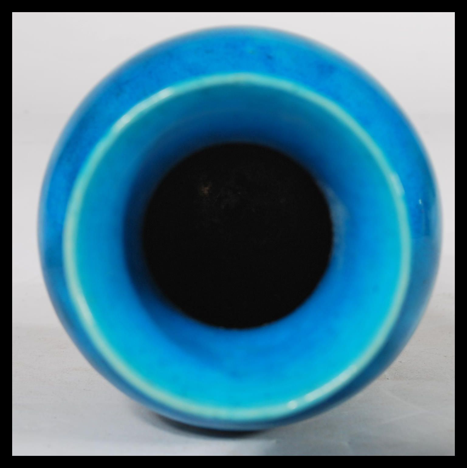 A 19th century Chinese monochrome bottle vase, glazed in merging tones of vibrant blue, elongated - Image 5 of 6