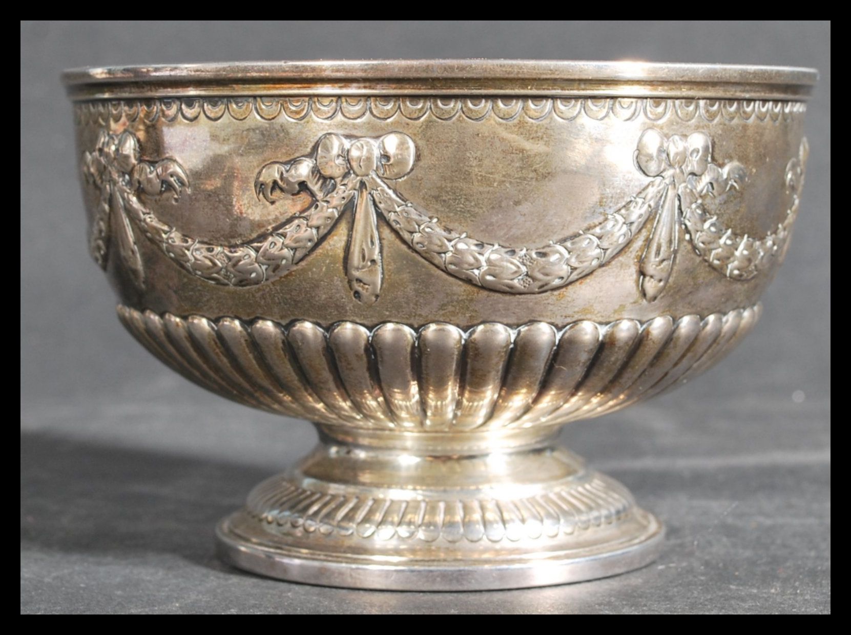 A 19th century silver hallmarked footed bowl by John Aldwinckle & Thomas Slater raised on a - Image 5 of 7