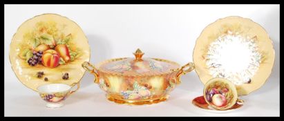 A collection of English bone china cabinet ceramics to include Aynsley  Orchard Gold Fruit cup and