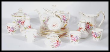 A Royal Crown Derby four person breakfast tea service in the Derby Posies pattern consisting of