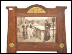 A stunning 19th Century Art Nouveau oak and gilt picture frame with an inset picture of the River