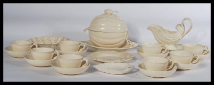 A part dinner service of Leeds Royal Creamware, to include a stunning tureen, sauce boat, cups and