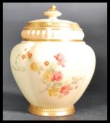 A Royal Worcester quarter lobed gilded ivory blush pot pourri, jar and cover shape number 1314