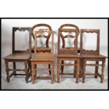 A set of four 19th Century French oak panel dining chairs together with two bergere style dining