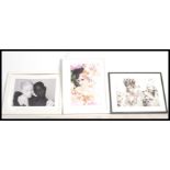 A group of three large framed photographic prints of ladies , two having glazed fronts. Highly