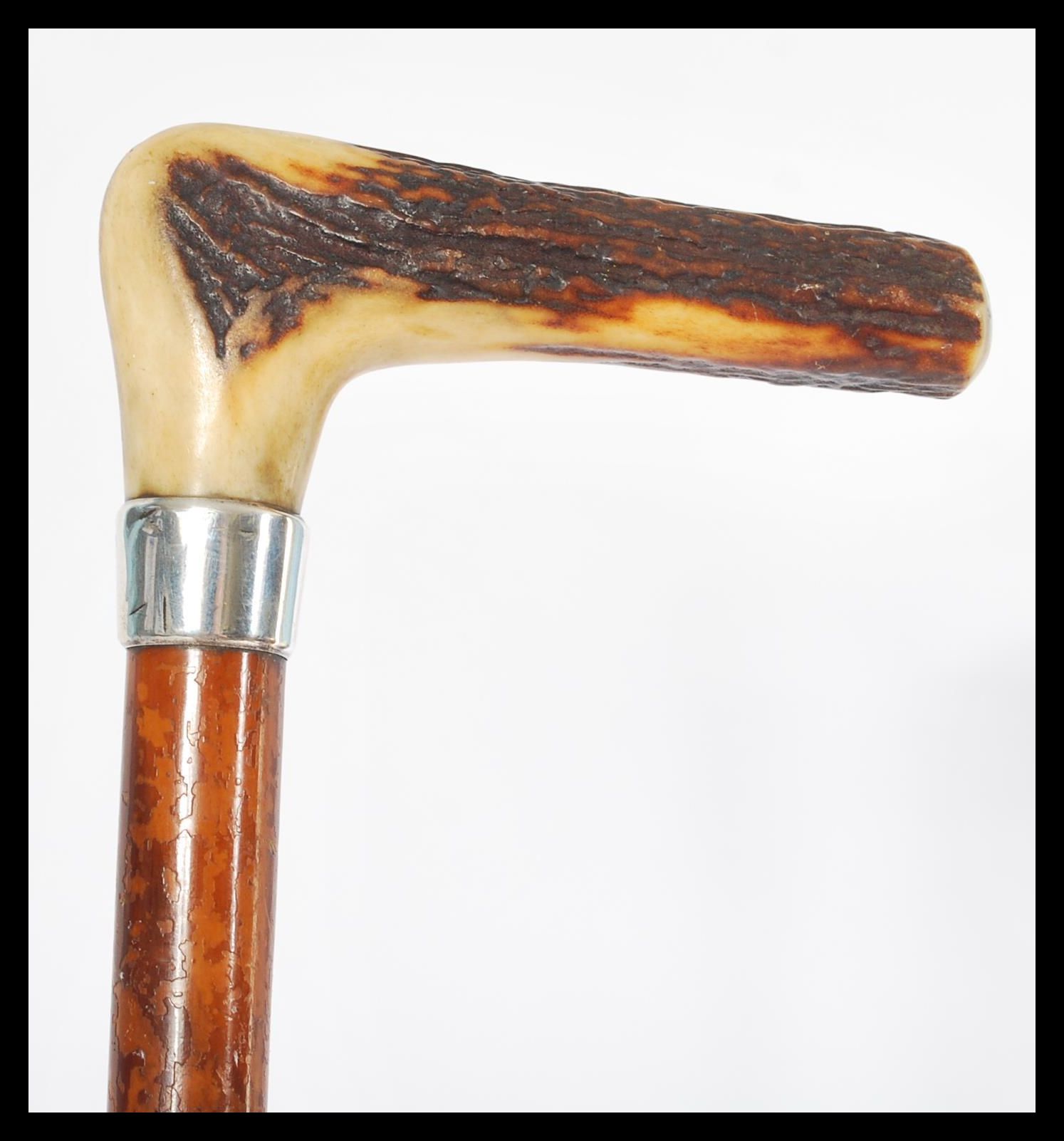 A 19th century Victorian silver hallmarked walking stick cane. The tapering Malacca shaft having a - Image 2 of 7