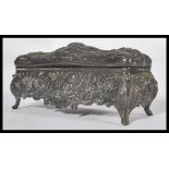 A fantastic 19th century Victorian art nouveau pewter casket embossed decoration with cherubs ,