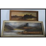 Two 19th century oil paintings one of a dark rural scene with cottage and fence with trees and