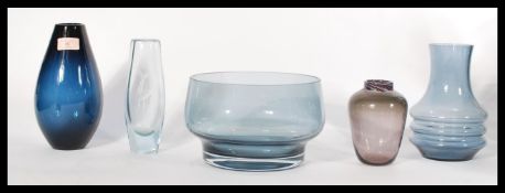 A group of vintage 20th century retro studio art glass of Scandinavian origin to include bamboo