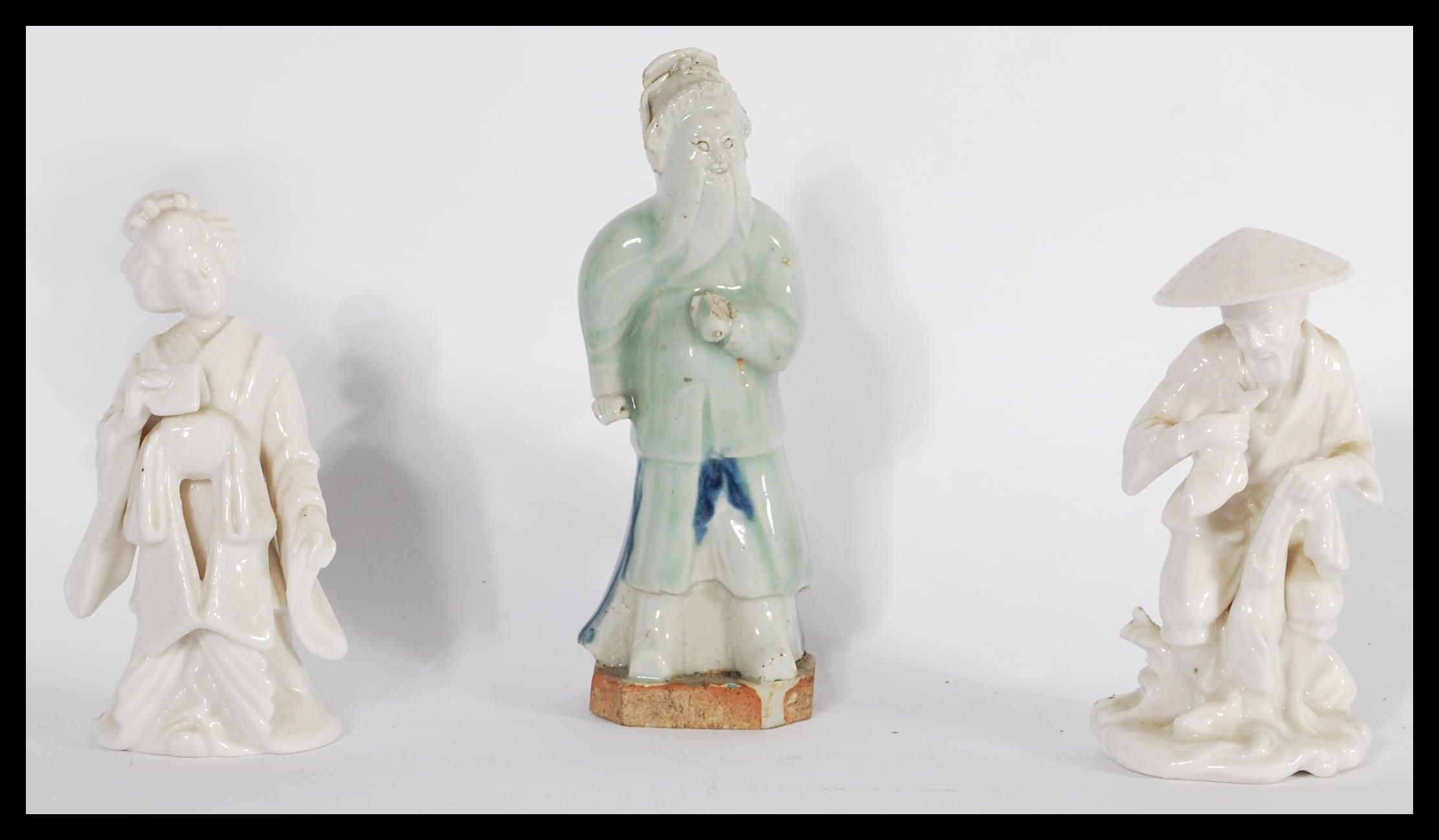 A collection of Chinese ceramics dating from the 19th century to include tea bowls , figures , bowls - Image 2 of 13