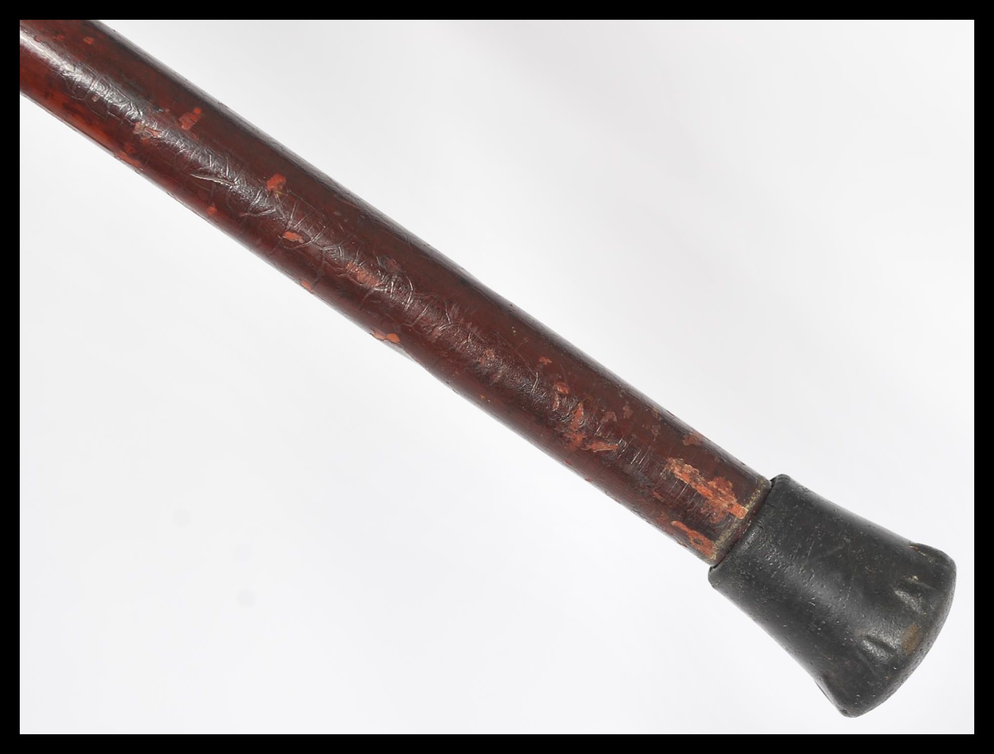A 19th century Victorian silver hallmarked walking stick cane. The tapering Malacca shaft having a - Image 6 of 7