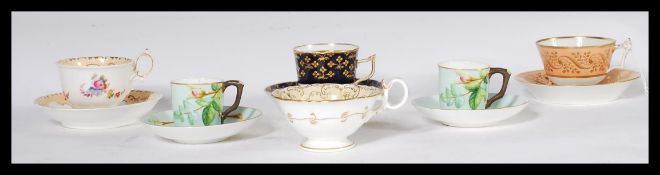 A good collection of English china cabinet cups and saucers dating from the 18th century to