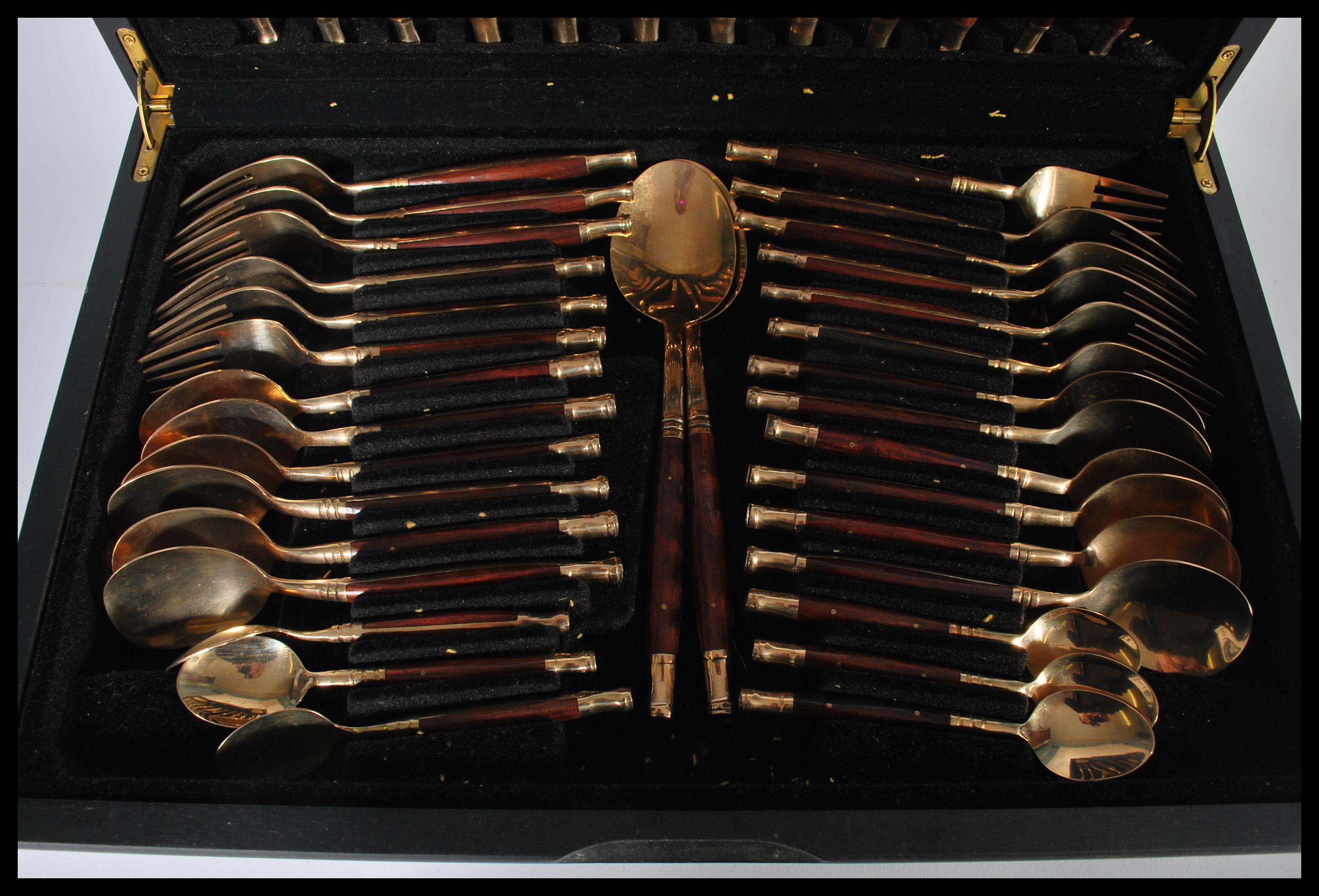 A vintage 20th century Viners canteen of cutlery in the Balmoral pattern , part of the Viners Bronze - Image 2 of 5