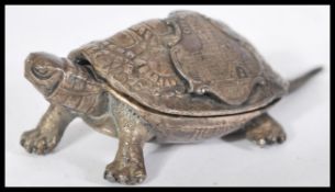 A 19th century silver white metal commemorative terrapin tortoise turtle with plaque for City Hall