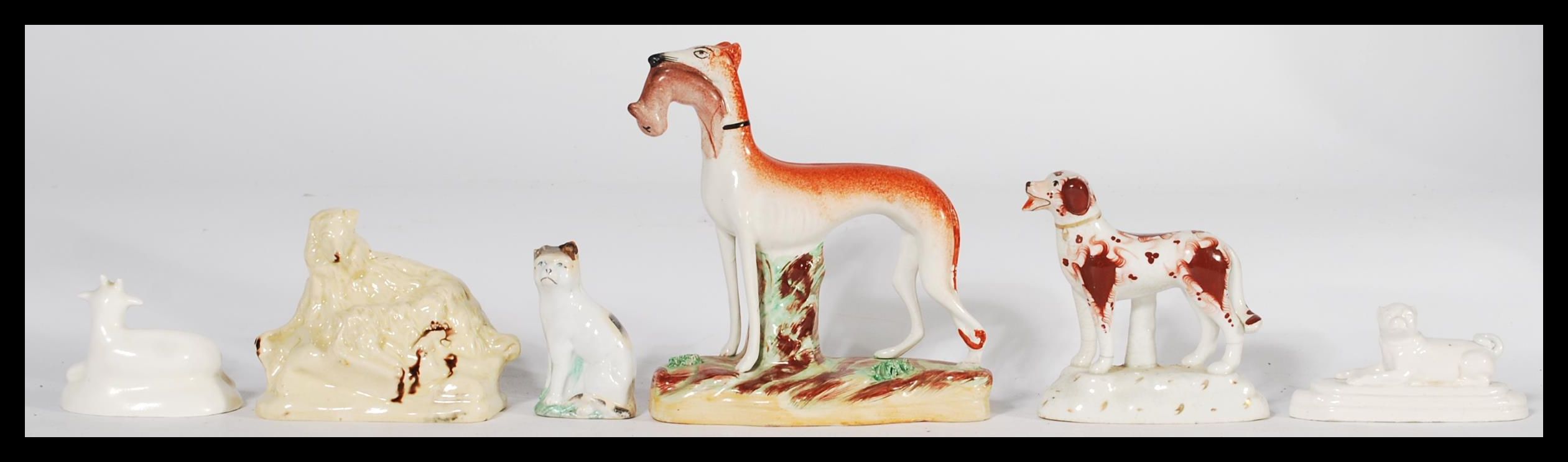 A group of Staffordshire ceramic figures of animals dating from the 18th century to include Canary - Image 3 of 7