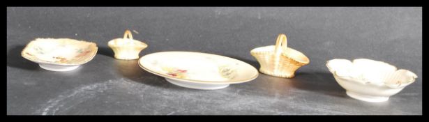 A group of five Royal Worcester ivory blush wares to include a 1342 scalloped bowl , two