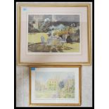 A framed and glazed print of a garden scene being