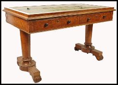 A Regency 19th century burr oak library table - wr