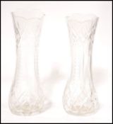 A pair of 20th century cut glass crystal vases, Ea