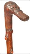 A 19th century blackthorn carved walking stick, th