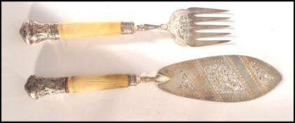 A pair of 19th century Victorian bone and silver h