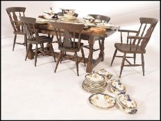 A good oak miniature refectory dining table togeth