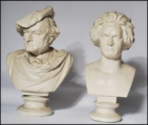 A pair of 19th century large plaster bust studies