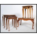 2 antique style 20th century mahogany nests of tables. Each with cabriole legs and shaped