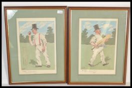 Joseph Clayton (British, 1856-1937) Two believed handcoloured lithograph portraits of cricket