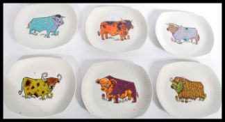 A set of six English Ironstone retro beefeater ste