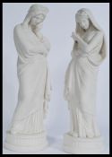 A 19th century male and female pair of parian ware