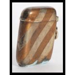 A silver ( tested ) early 20th century vesta case with chevron patterns complete with bale to