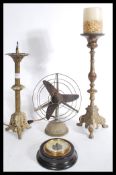 A collection of vintage and antique items to include a Marelli desk fan, barometer, a 19th Century