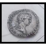 Roman Coin Trajan AR Denarius. Rome, AD 112-114. IMP TRAIANO AVG GER DAC P M TR P COS VI P P,