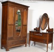 An Edwardian mahogany inlaid dressing table chest of drawers together with a matching Edwardian
