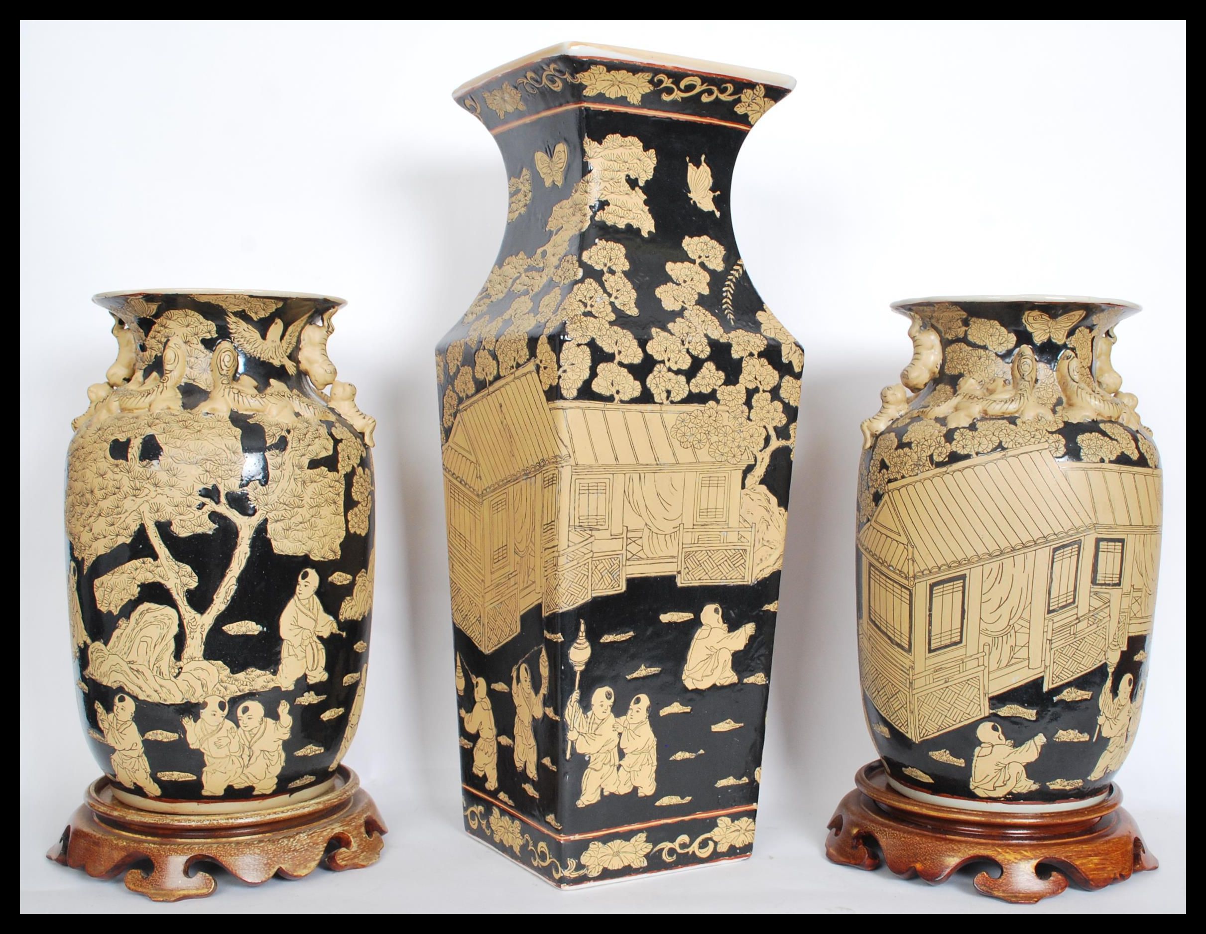 A set of three 20th century Chinese vases having b - Image 3 of 6