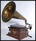 A vintage early 20th Century gramophone with brass
