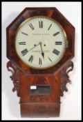 A late 19th century mahogany cased double fusee wall clock, the dial with makers inscription